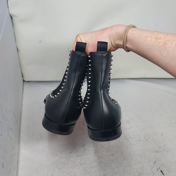 CHRISTIAN LOUBOUTIN MENS Black Smooth Leather Chelsea Cloo Spike Oxford Boot main image 11